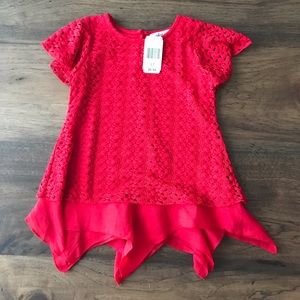 NWT Red 3T squiggle lace dress